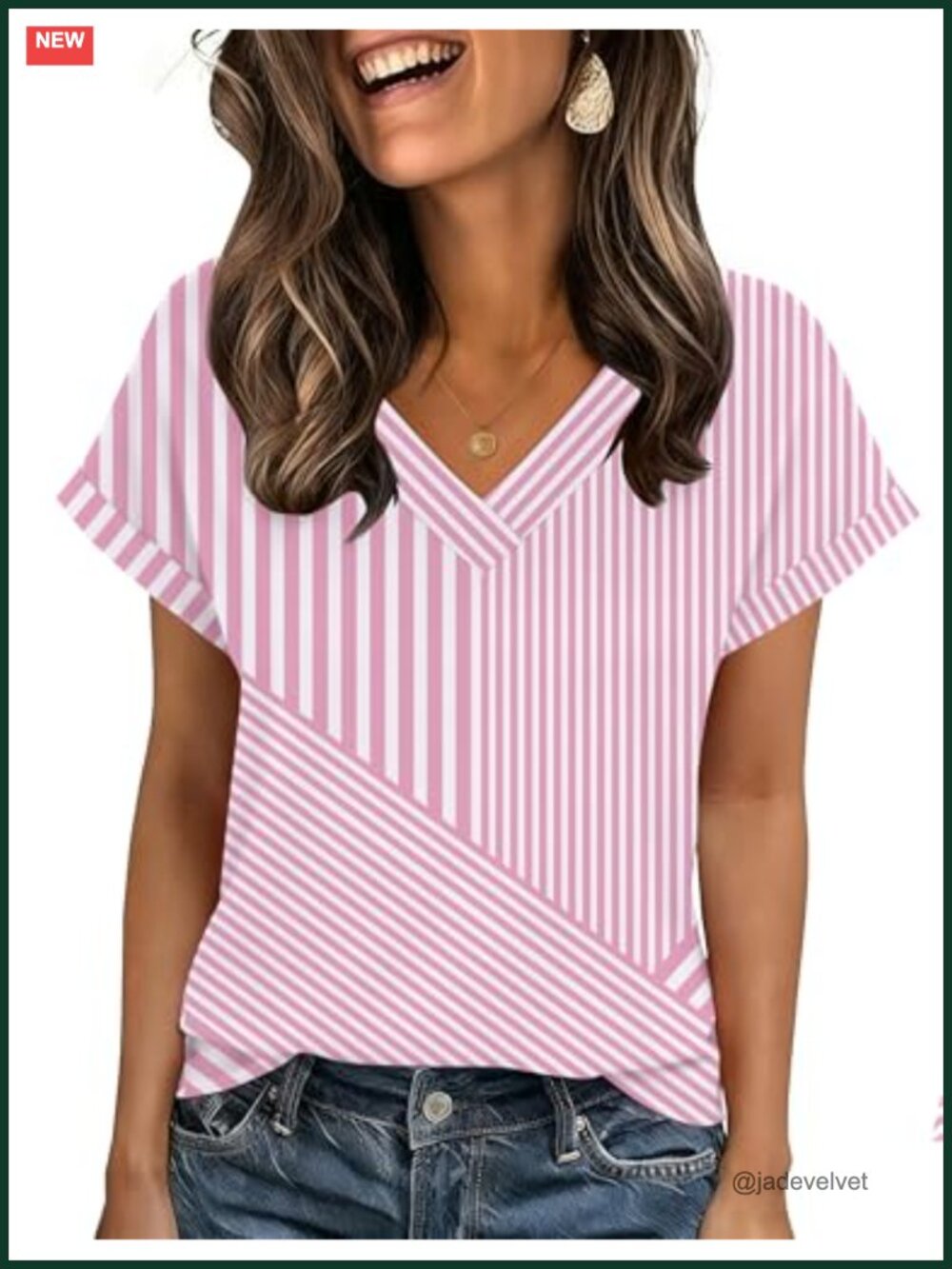 Women's V-Neck Rolled Sleeve Summer Blouse Short Sleeve Casual Tee with Floral